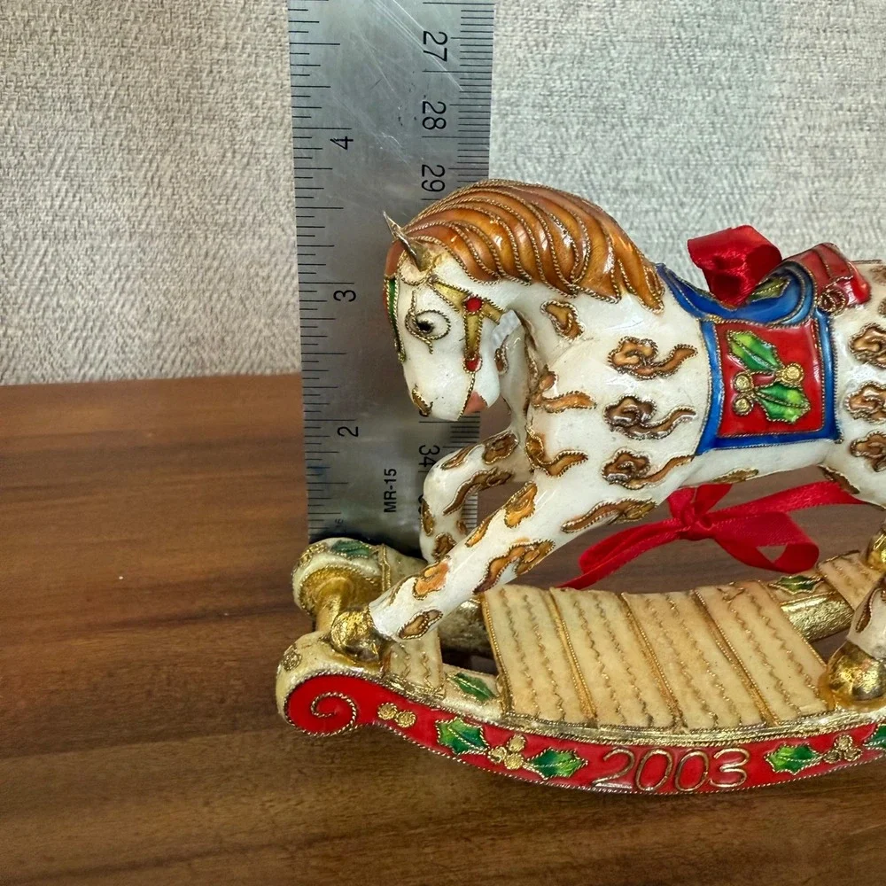 Vintage‎ 2003 Cloisonne Rocking Horse Christmas Ornament Classic Victorian Style